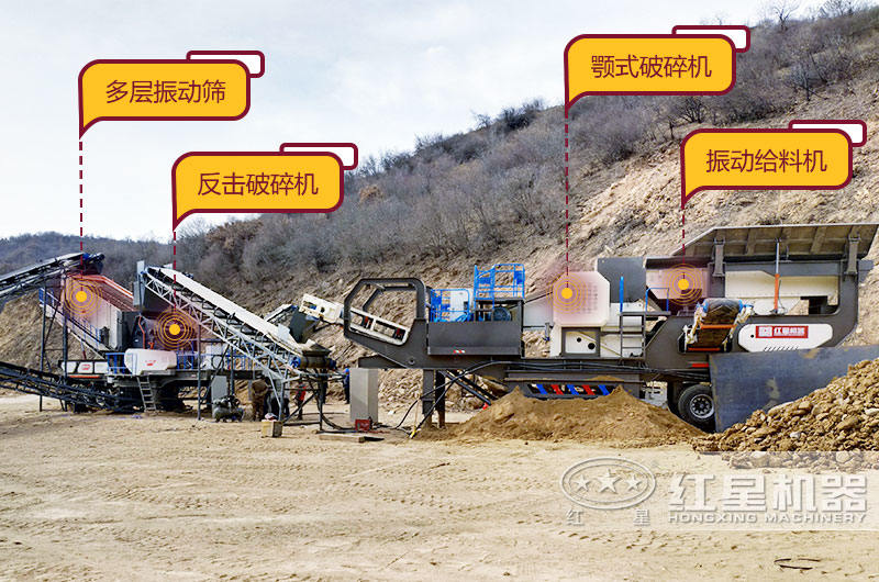 大型移動破碎站生產(chǎn)現(xiàn)場，空間占地小，移動靈活
