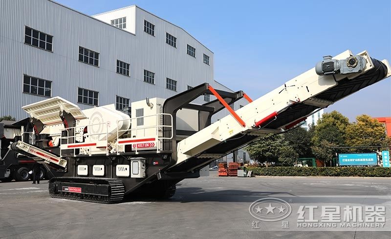 履帶移動(dòng)式小型石頭破碎機(jī)，環(huán)保安全