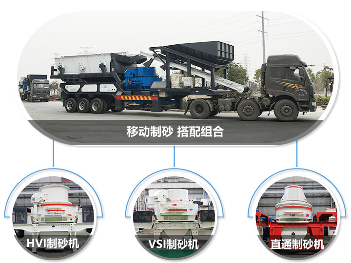 移動(dòng)破碎站可搭配的制砂機(jī)，HVI制砂機(jī)，VSI制砂機(jī)，直通沖擊式制砂機(jī)