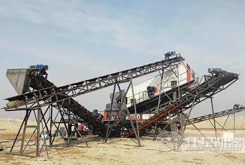 輪胎圓錐移動(dòng)破碎機(jī)現(xiàn)場(chǎng)，單機(jī)作業(yè)，效能高節(jié)能